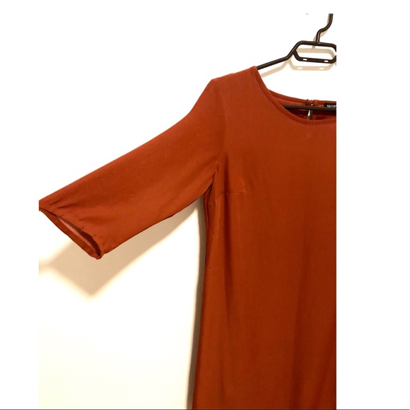 3/4 sleeve Mini Dress (Terracotta) - Picture 3 of 5